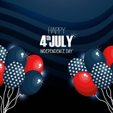 Bağımsızlık günü balonları kutlama, vektör çizim tasarım ile