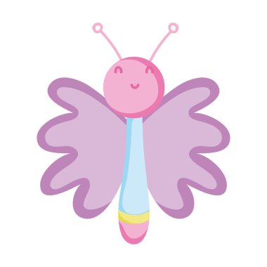 şirin kelebek kawaii karakter vektör çizim tasarımı