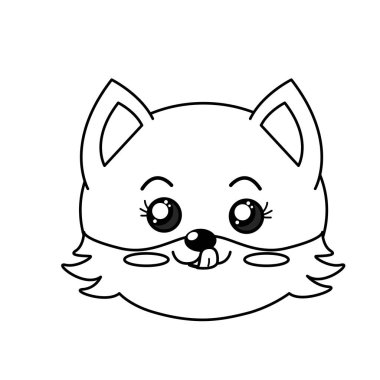 satır sevimli vahşi hayvan yüz ifade vektör çizim ile