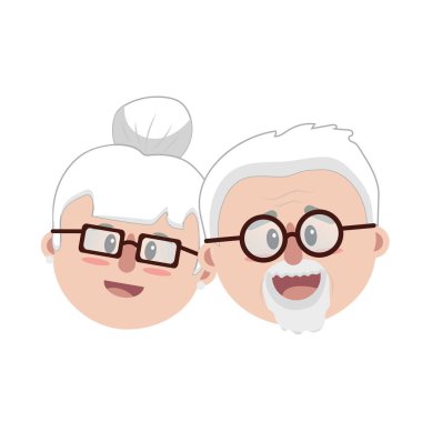 yaşlı çift yüz saç modeli vektör çizim ile