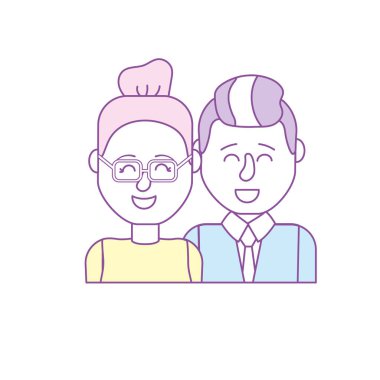 güzel bir saç modeli tasarımı ile çift illüstrasyon vektör