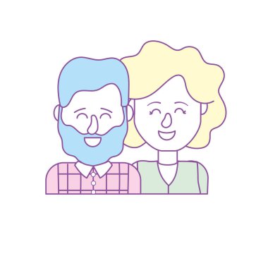 güzel bir saç modeli tasarımı ile çift illüstrasyon vektör