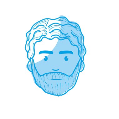 siluet güzel yüz cerrahı sakal ve saç modeli, vektör çizim ile