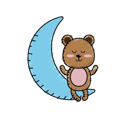 oyuncak ayı ay vektör çizim içinde oturmuş