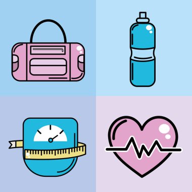 uygulama için sağlıklı yaşam araçları simgeler egzersiz, vektör çizim