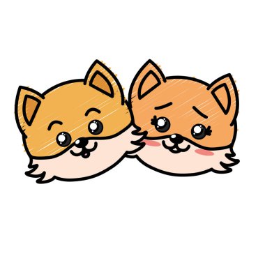 şirin çift vahşi hayvan güzel ifade vektör çizim ile