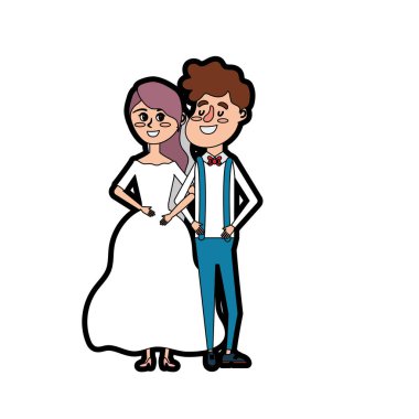 mutlu çift birlikte ve romantik kutlama vektör illüstrasyon