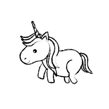 Şekil güzel tek boynuzlu at boynuz ve saç modeli tasarım vektör çizim ile