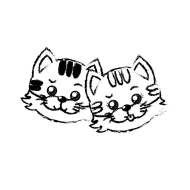 Şekil şirin çift vahşi hayvan güzel ifade vektör çizim ile