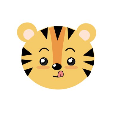 sevimli vahşi hayvan yüz ifade vektör çizim ile
