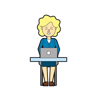 dizüstü bilgisayar ve kurumsal iş vektör çizim profesyonel iş kadını
