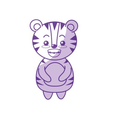 siluet sevimli kaplan vahşi hayvan yüz ifade vektör çizim ile