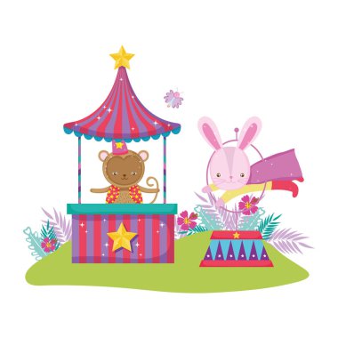 katman ve kiosk vektör çizim tasarım ile şirin sirk tavşan