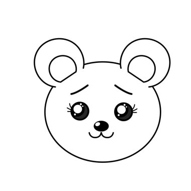 satır sevimli vahşi hayvan yüz ifade vektör çizim ile