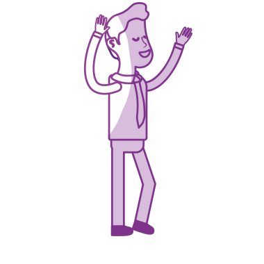 siluet güzel adam ellerini havaya kaldır ve rahat kıyafet, vektör çizim