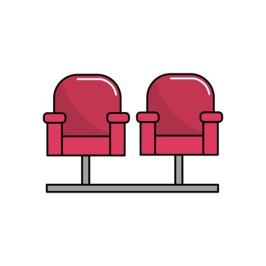 film sahnesi, vektör çizim izlemek için sinema koltuğu