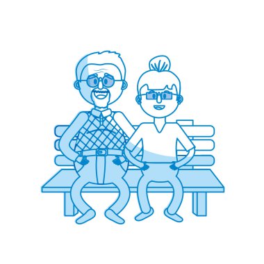 saç modeli vektör çizim sandalyeyle siluet eski çift