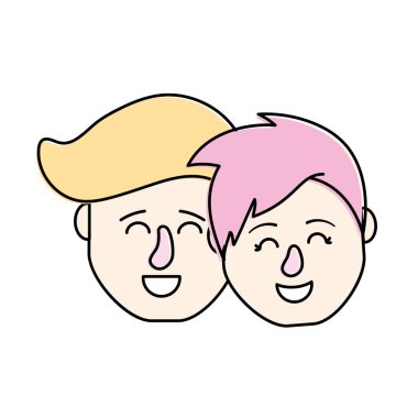 Avatar çift kafa saç modeli tasarımı ile illüstrasyon vektör