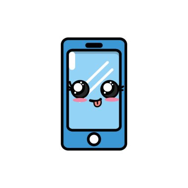 Kawaii şirin komik smartphone teknoloji vektör çizim
