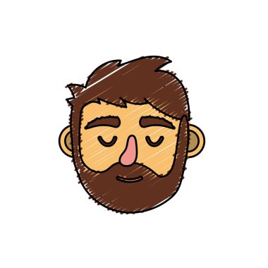 adam başı kapalı gözler ve saç modeli ile illüstrasyon vektör