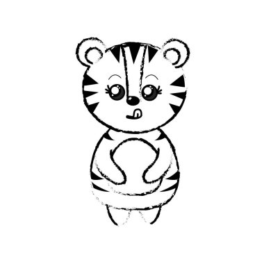 Şekil sevimli kaplan vahşi hayvan yüz ifade vektör çizim ile