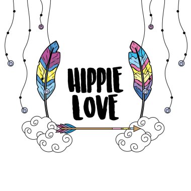 hippi kültürünün barış ve sevgi için yaşam tarzı vektör çizim