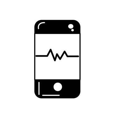 kontur teknoloji smartphone ile kardiyak ritim vektör çizim