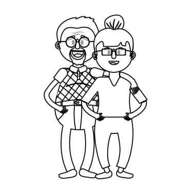 saç modeli ve gözlük ile eski çift hat illüstrasyon vektör