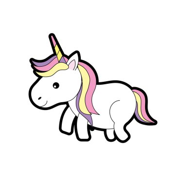 boynuz ve saç modeli tasarım vektör çizim ile güzel tek boynuzlu at