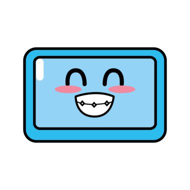 Kawaii şirin komik ekran teknoloji vektör çizim