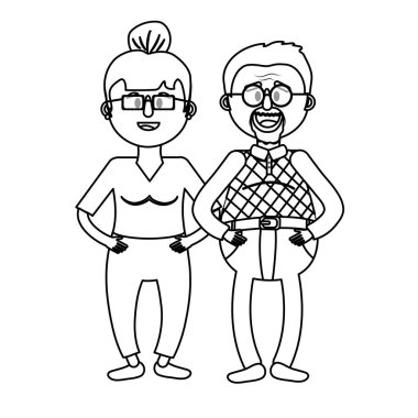 saç modeli ve gözlük ile eski çift hat illüstrasyon vektör