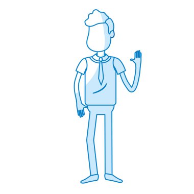 siluet sevimli adam elinizi kaldırın ve güzel giyim, vektör çizim