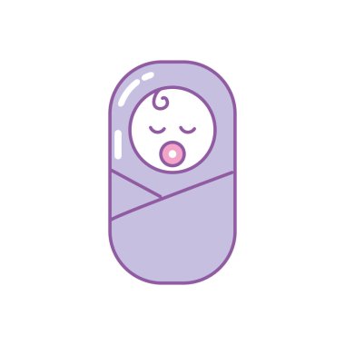 tatlı bebek emziği ve yumuşak battaniye vektör çizim ile