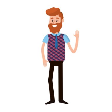 elinizi kaldırın ve sakal, vektör çizim ile mutlu adam