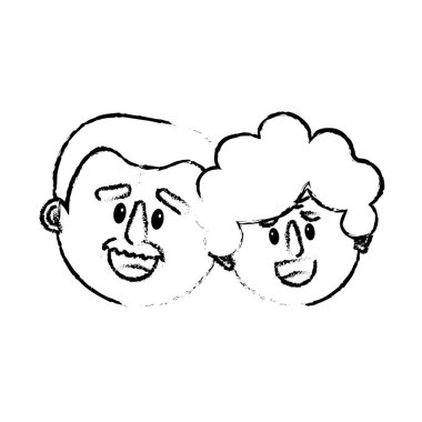 Şekil yaşlı çift yüz saç modeli vektör çizim ile