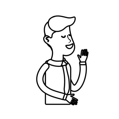 çizgi iyi adam kravat ve kazak giymek, vektör çizim ile