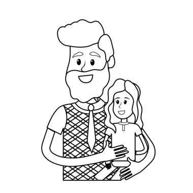 satır güzel baba kızını elinde vektör çizim taşıma