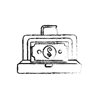 Şekil bavul içinde vektör çizim bill para ile