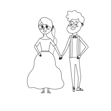 satır mutlu çift birlikte ve romantik kutlama vektör çizim