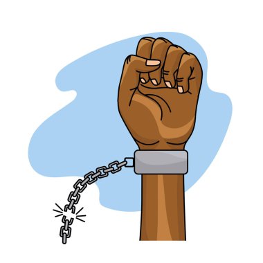 hands fist up with chain to celebrate special day, vector illustration