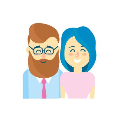 güzel bir saç modeli tasarımı ile çift illüstrasyon vektör