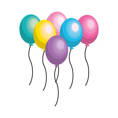 Balonlar parti mutlu yıllar dekorasyon, vektör çizim için