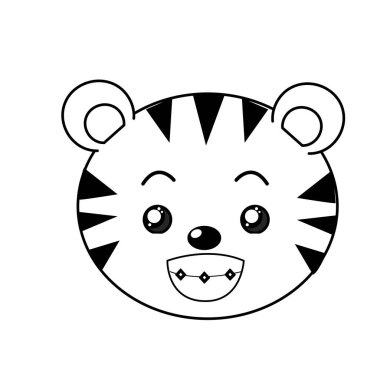 satır sevimli vahşi hayvan yüz ifade vektör çizim ile