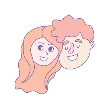 mutlu çift yüz saç modeli tasarım vektör çizim ile