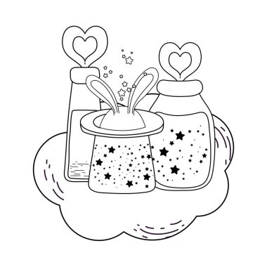 sihirli iksir şişesi değnek vektör çizim tasarım ile