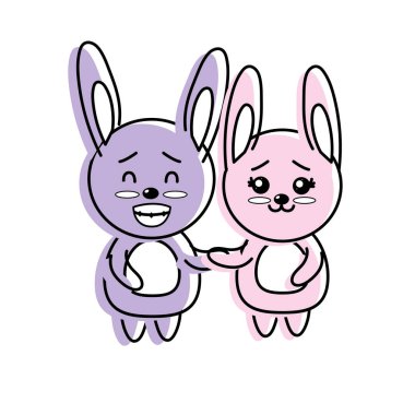 hoş bir çift güzel ifade vektör çizim ile vahşi hayvan tavşan