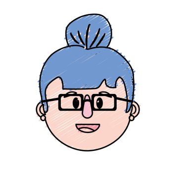 Yaşlı kadın yüz saç modeli vektör çizim ile