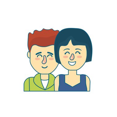 güzel bir saç modeli tasarımı ile çift illüstrasyon vektör