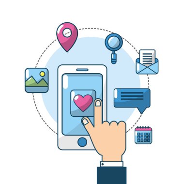 El dokunmatik ekran bağlantı sunucu vektör çizim ile Smartphone