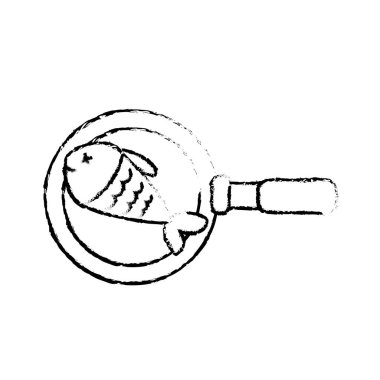 vektör çizim şekil lezzetli kızarmış balık tava içinde pan